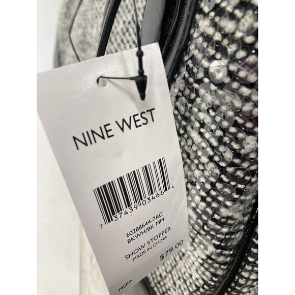 NWT NINE WEST Handbag Satchel Double Handle Black White Sequins  15x10x5.5" NEW‎ - Picture 13 of 13